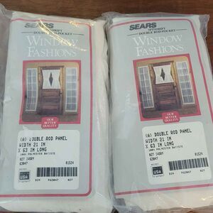 NIP 2 Vintage Sears Double Rod Panel Curtains for Door 21 x 63 Ivory Farm Door